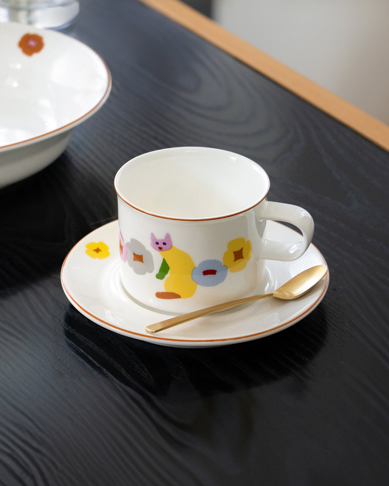 CATS & FLOWERS MUG & SAUCER 2P