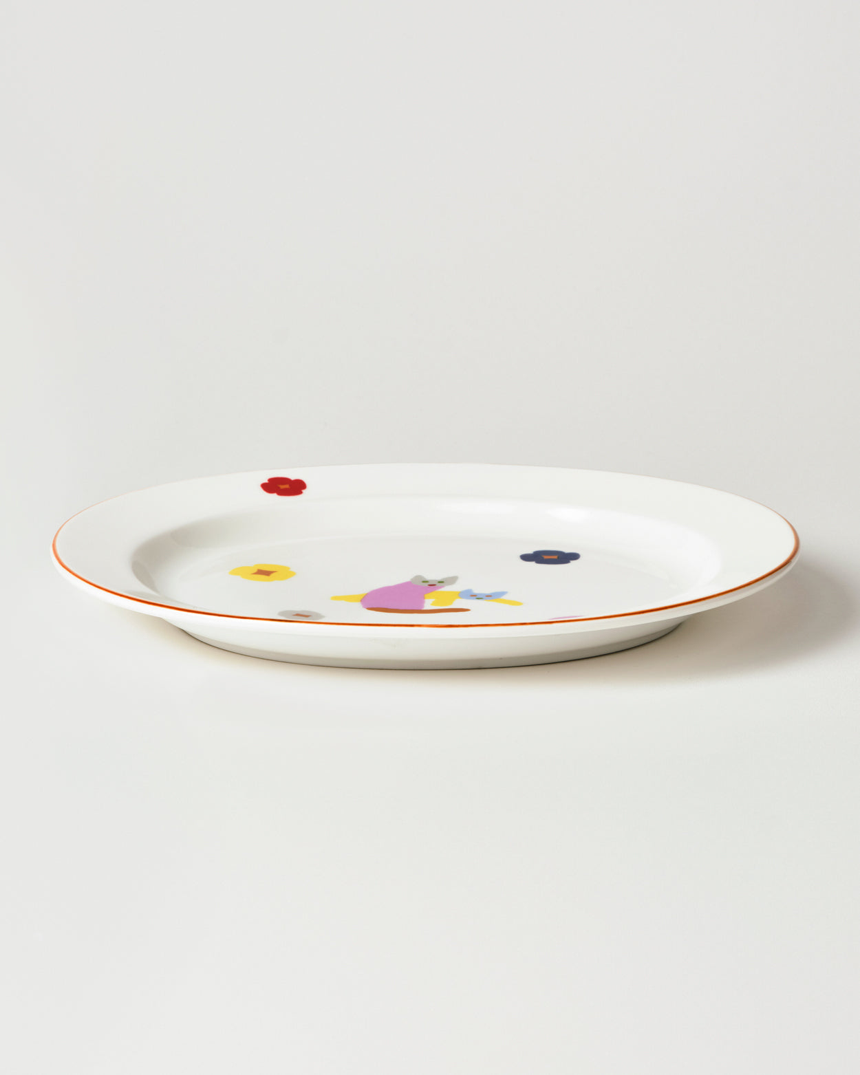 CATS & FLOWERS OVAL PLATE