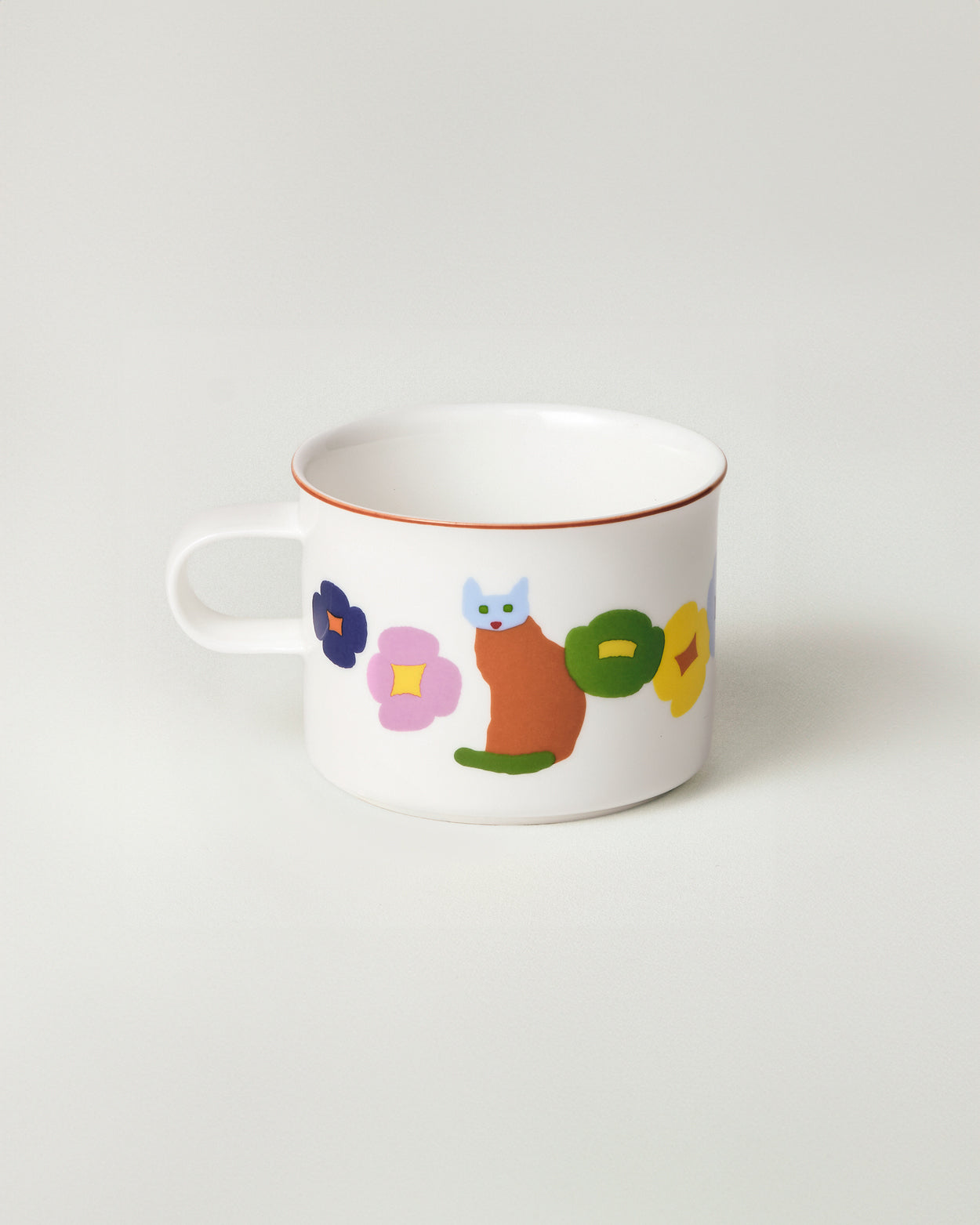 CATS & FLOWERS MUG(250ml) + OVAL BOWL SET