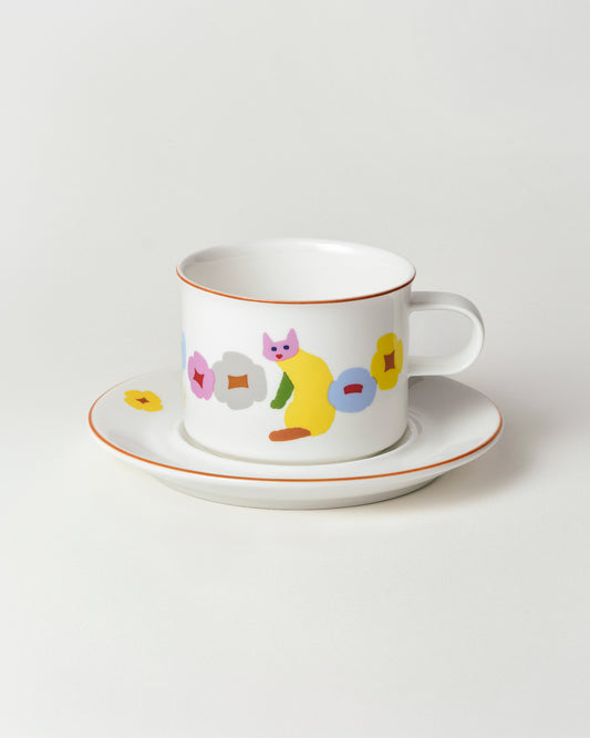 CATS & FLOWERS MUG & SAUCER