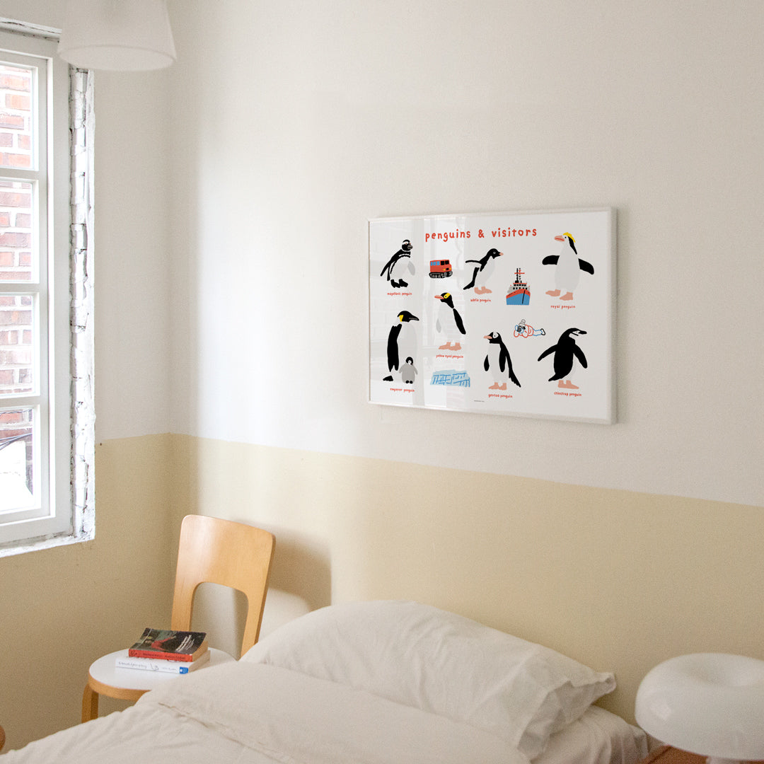 PENGUINS & VISITORS POSTER
