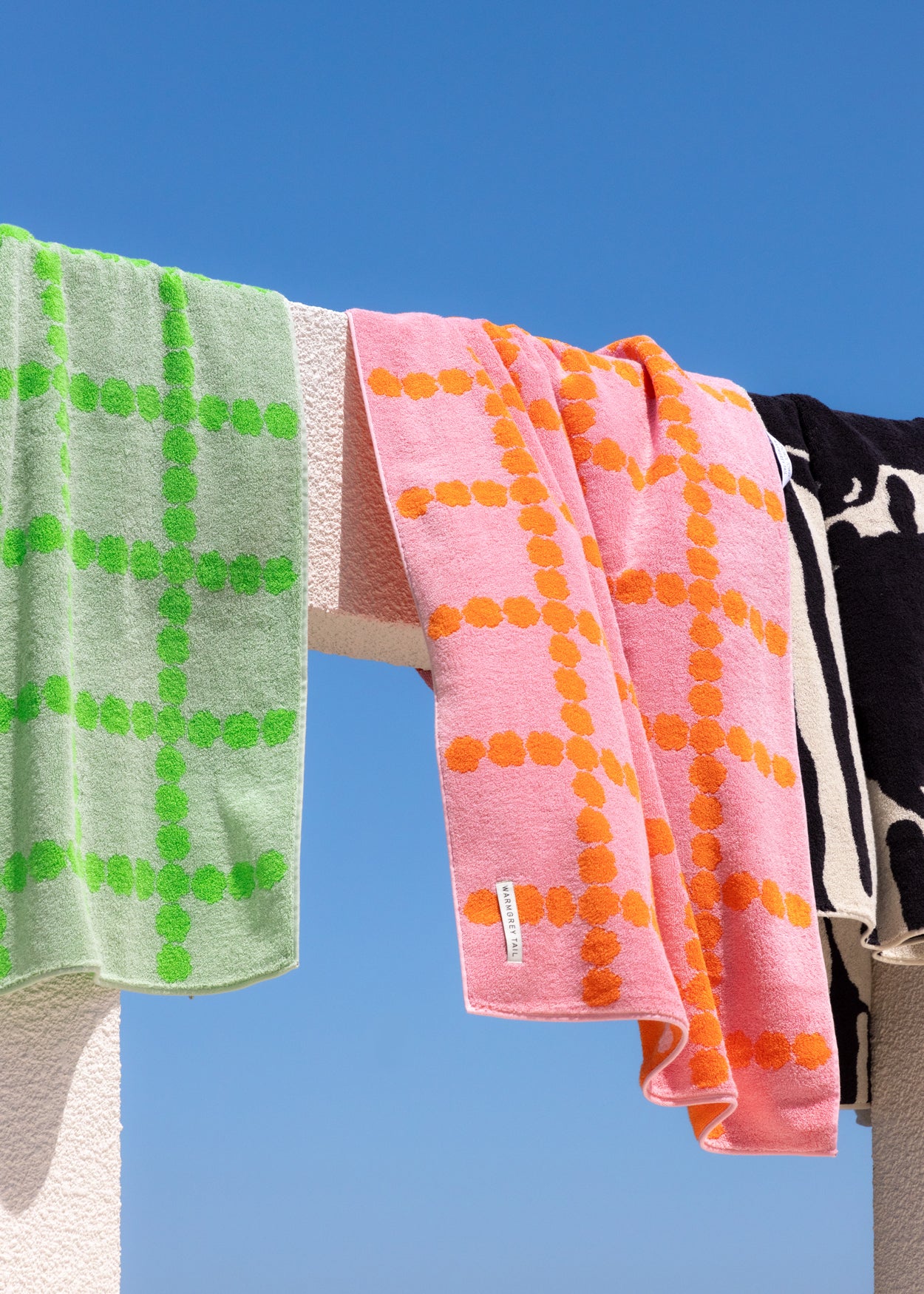 [BEACH & BATH] BLOSSOM CHECK BIG TOWEL - PINK