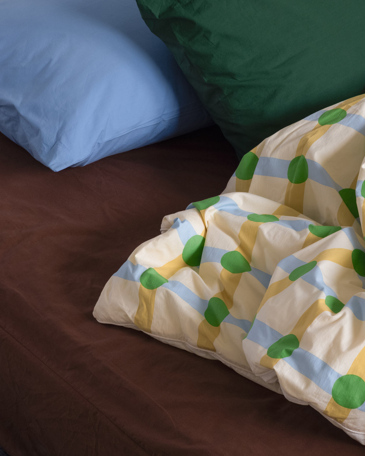 DOT CHECK GREEN ON BEIGE DUVET COVER