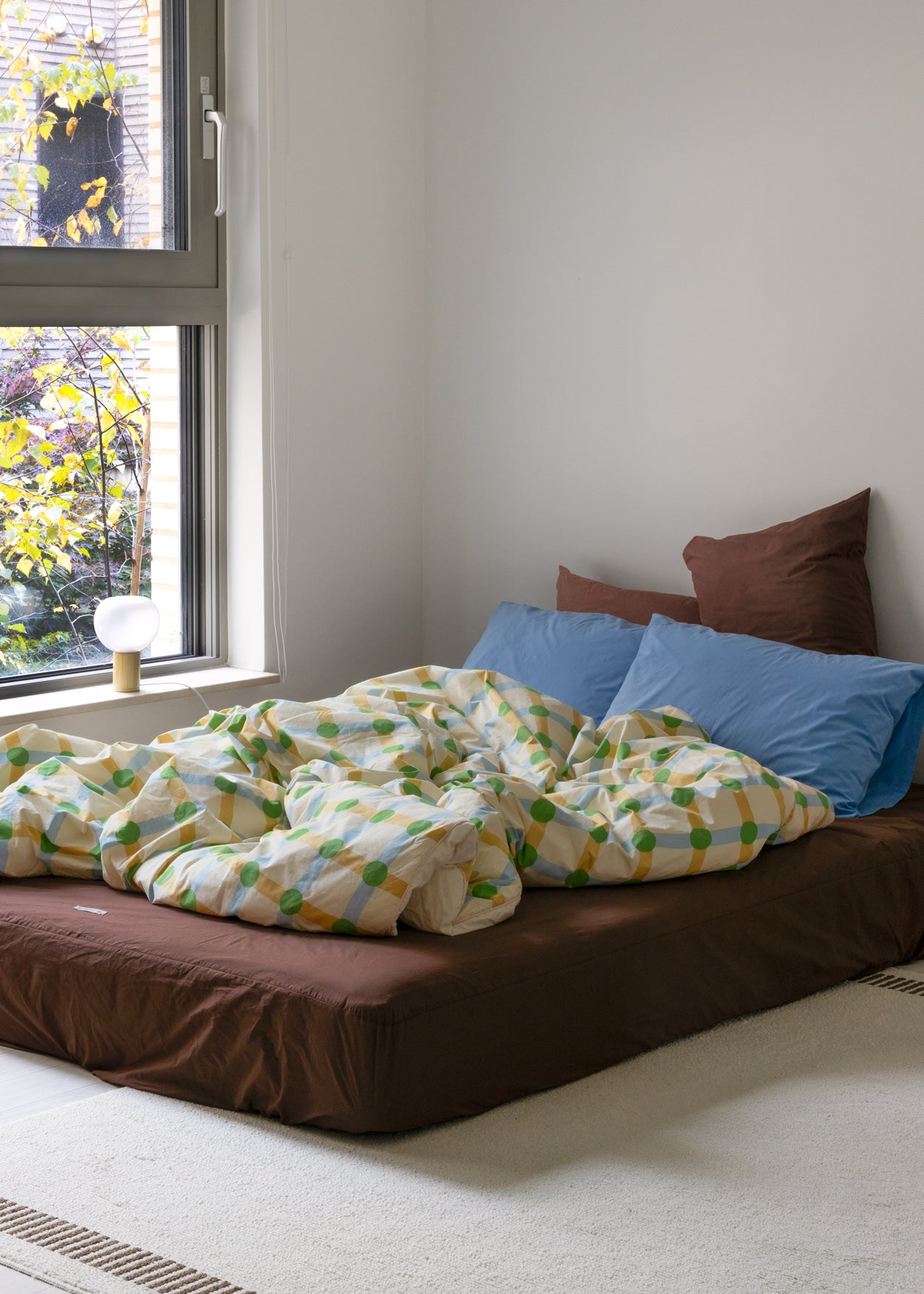 DOT CHECK GREEN ON BEIGE DUVET COVER