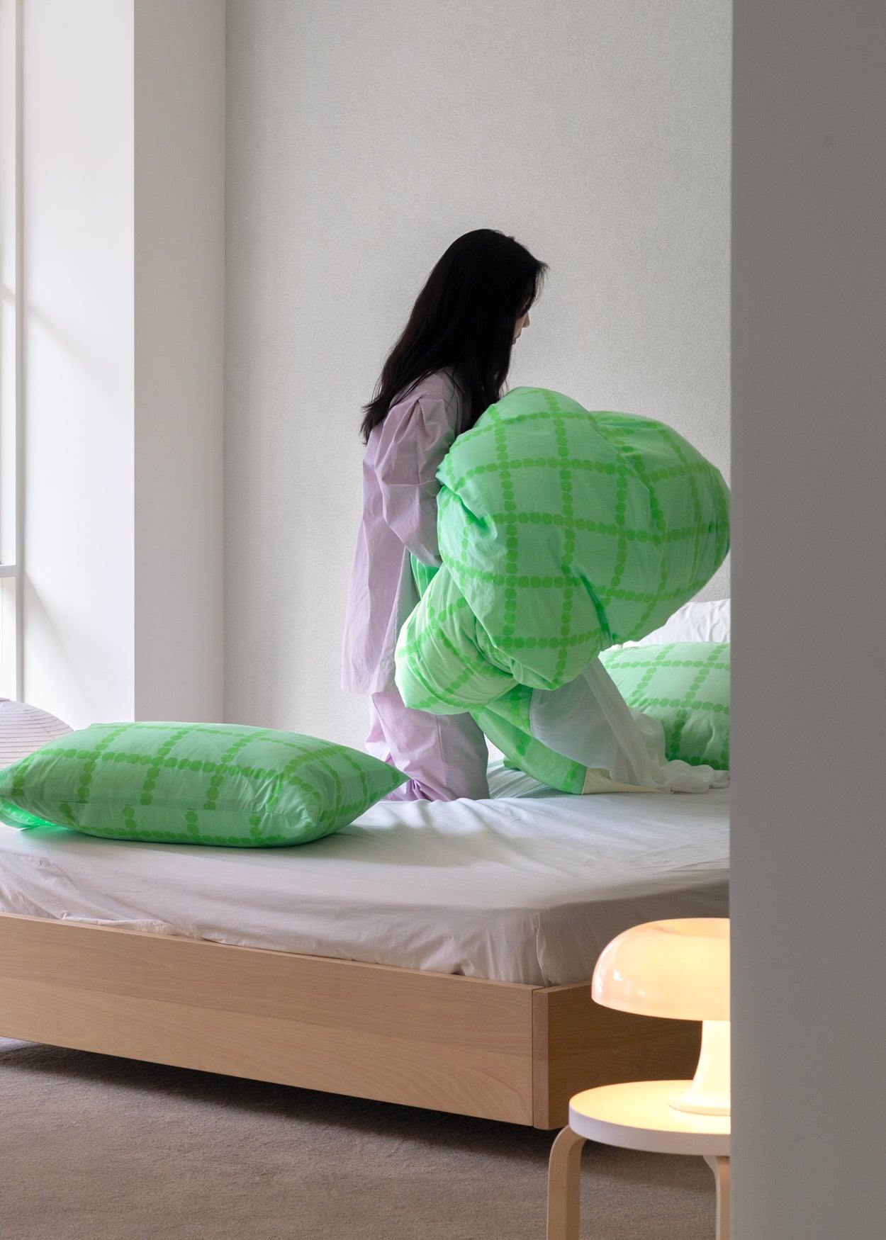 BLOSSOM CHECK MELON SODA COMFORTER