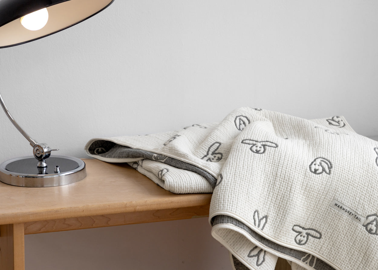 BUNNY BUNNY COTTON MODAL BLANKET - WARMGREY