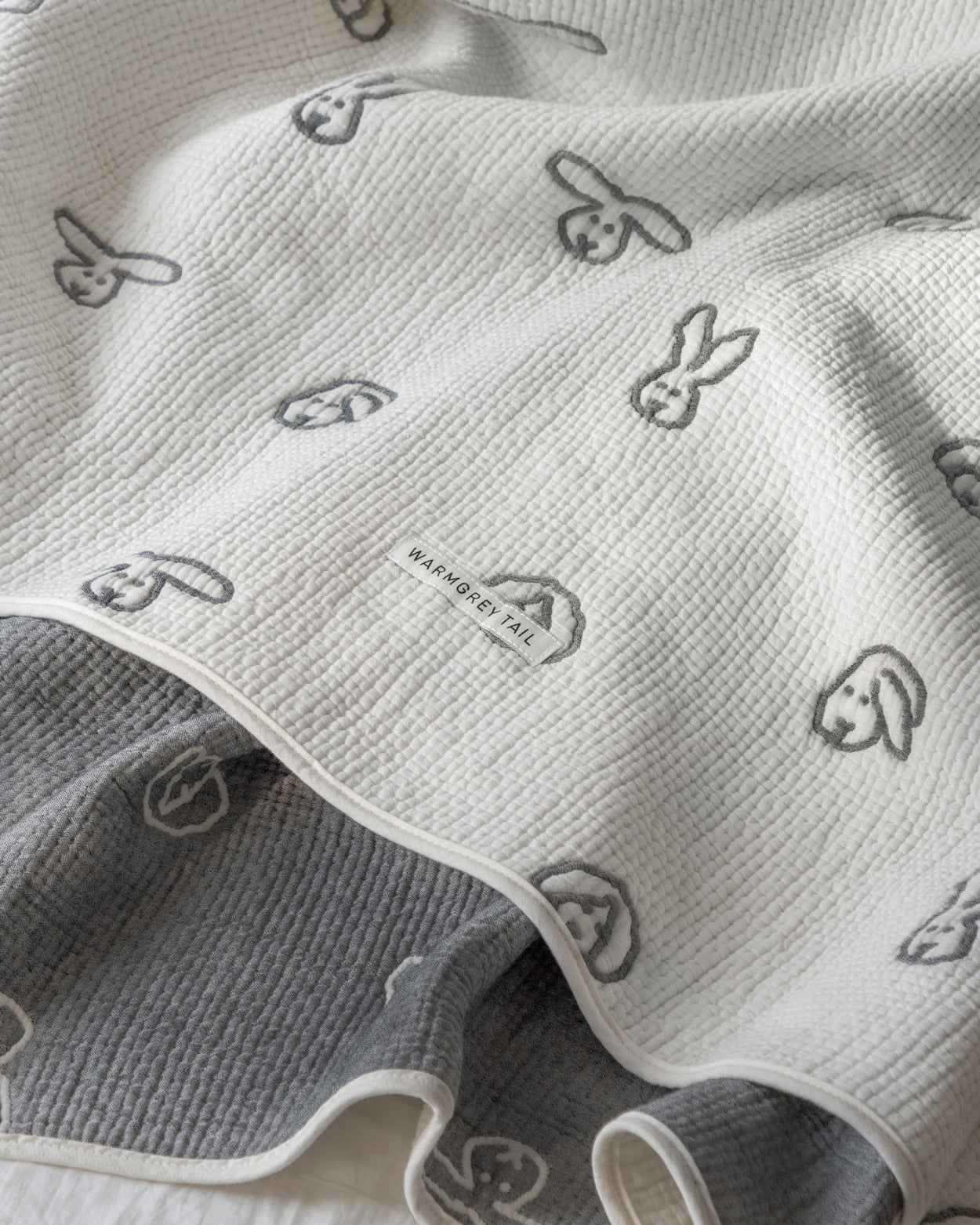 BUNNY BUNNY COTTON MODAL BLANKET - WARMGREY