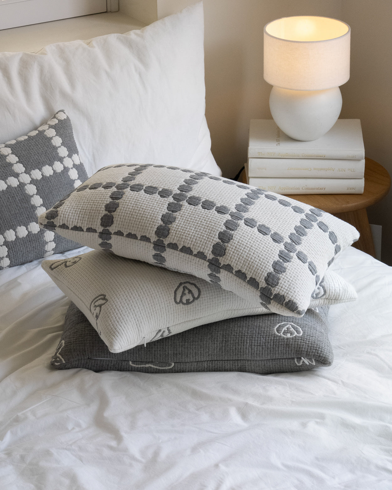 BUNNY BUNNY COTTON MODAL CUSHION & PILLOW CASE - WARMGREY (2colors)