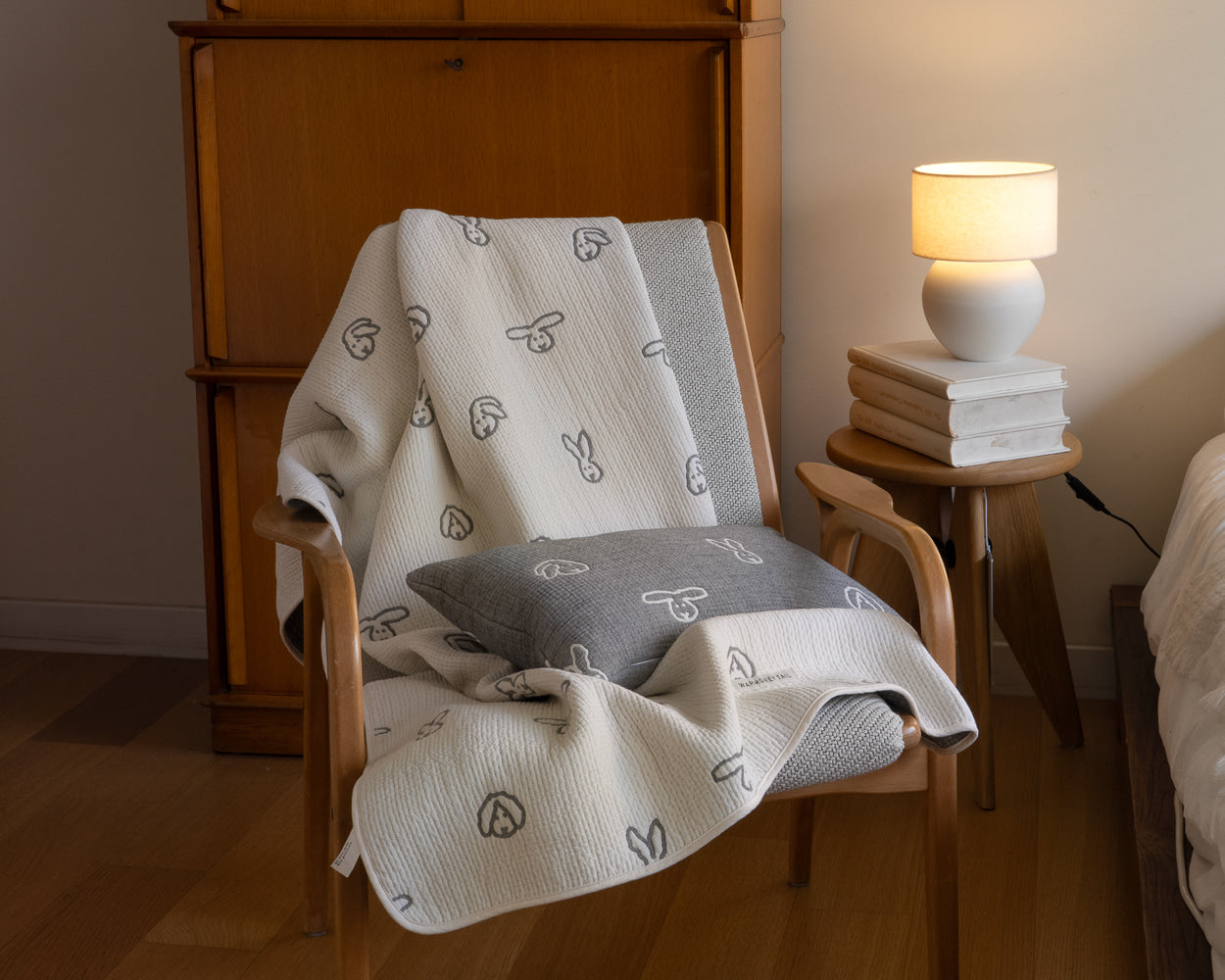 BUNNY BUNNY COTTON MODAL CUSHION & PILLOW CASE - WARMGREY (2colors)