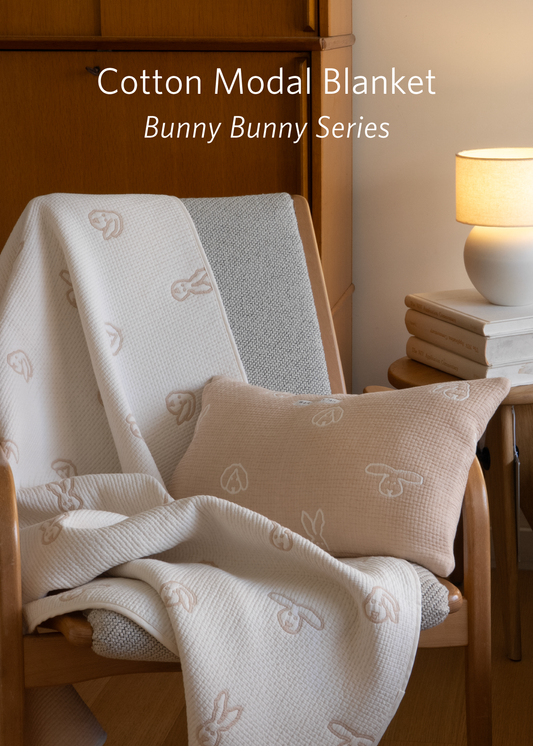 BUNNY BUNNY COTTON MODAL BLANKET - BEIGE