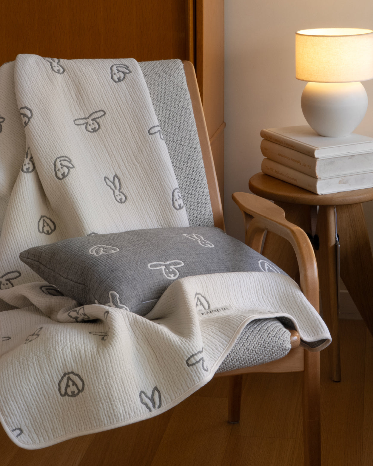 BUNNY BUNNY COTTON MODAL CUSHION & PILLOW CASE - WARMGREY (2colors)