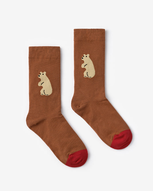 HUGGY BEAR SOCKS - BROWN