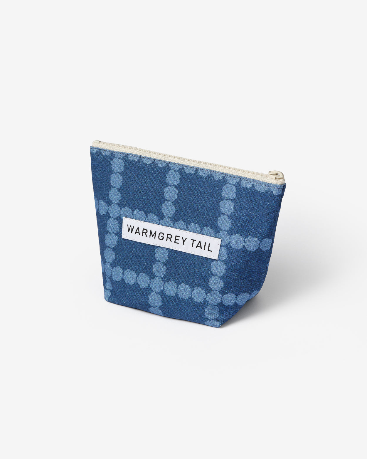 BLOSSOM CHECK STANDING POUCH - DENIM BLUE (3size)