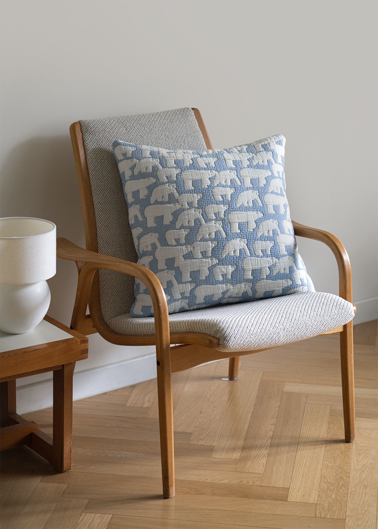 POLAR BEARS CUSHION COVER 5050 - BLUE
