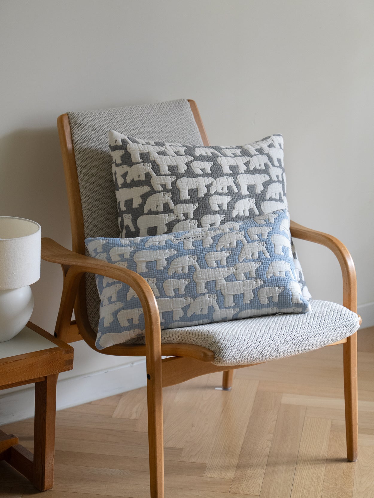 POLAR BEARS CUSHION COVER 5050 - WARMGREY