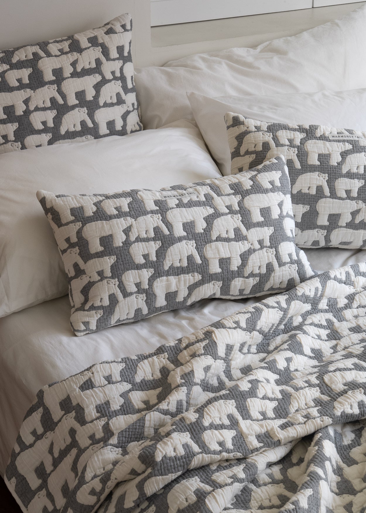 POLAR BEARS COTTON MODAL BLANKET - WARMGREY (2size)