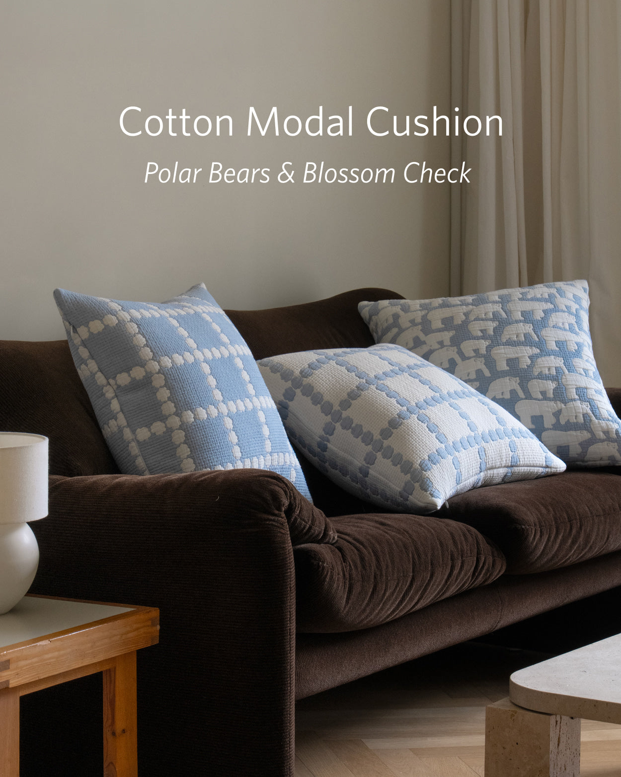BLOSSOM CHECK CUSHION COVER 5050 - BEIGE (2colors)