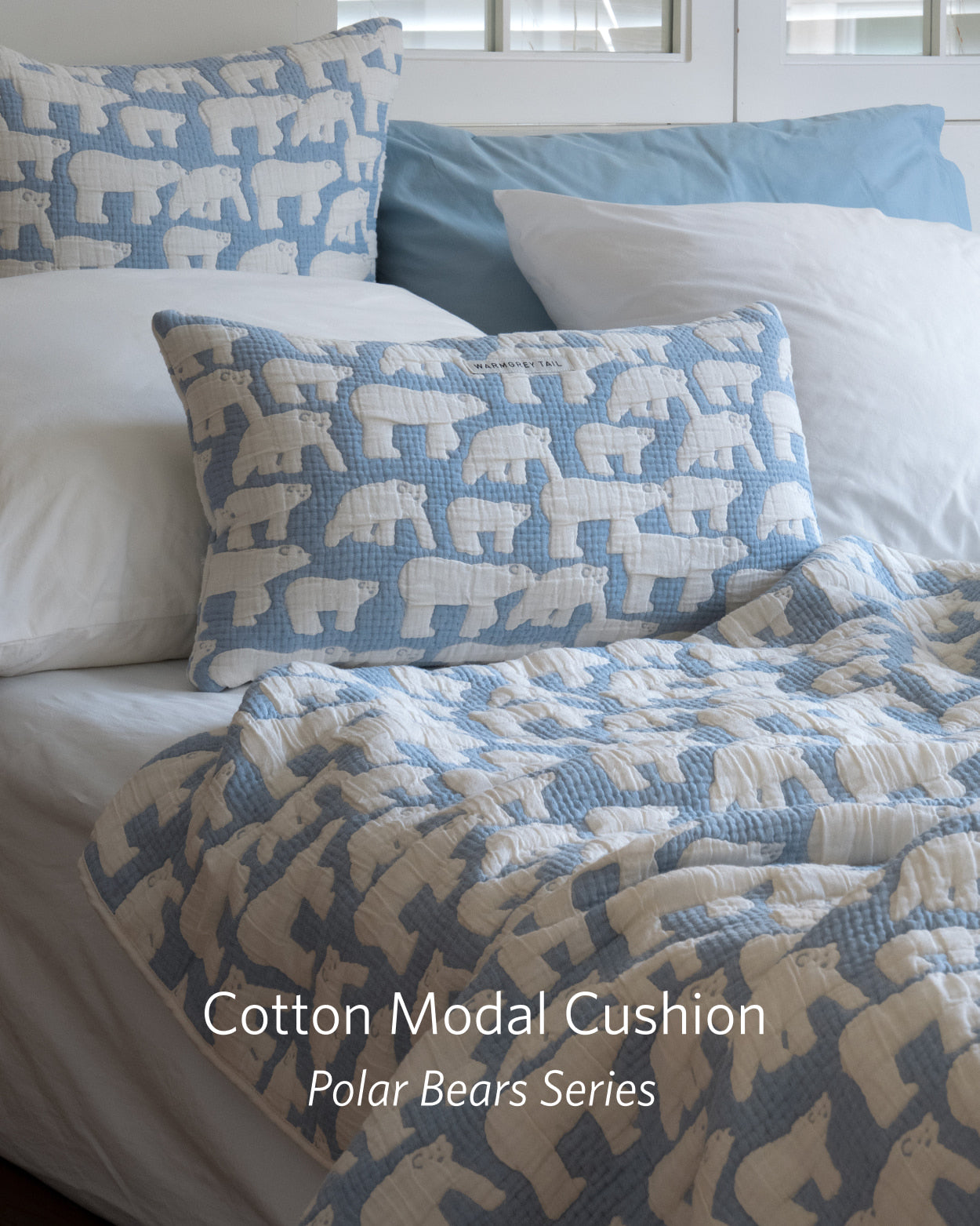 POLAR BEARS CUSHION COVER 3050 - BLUE