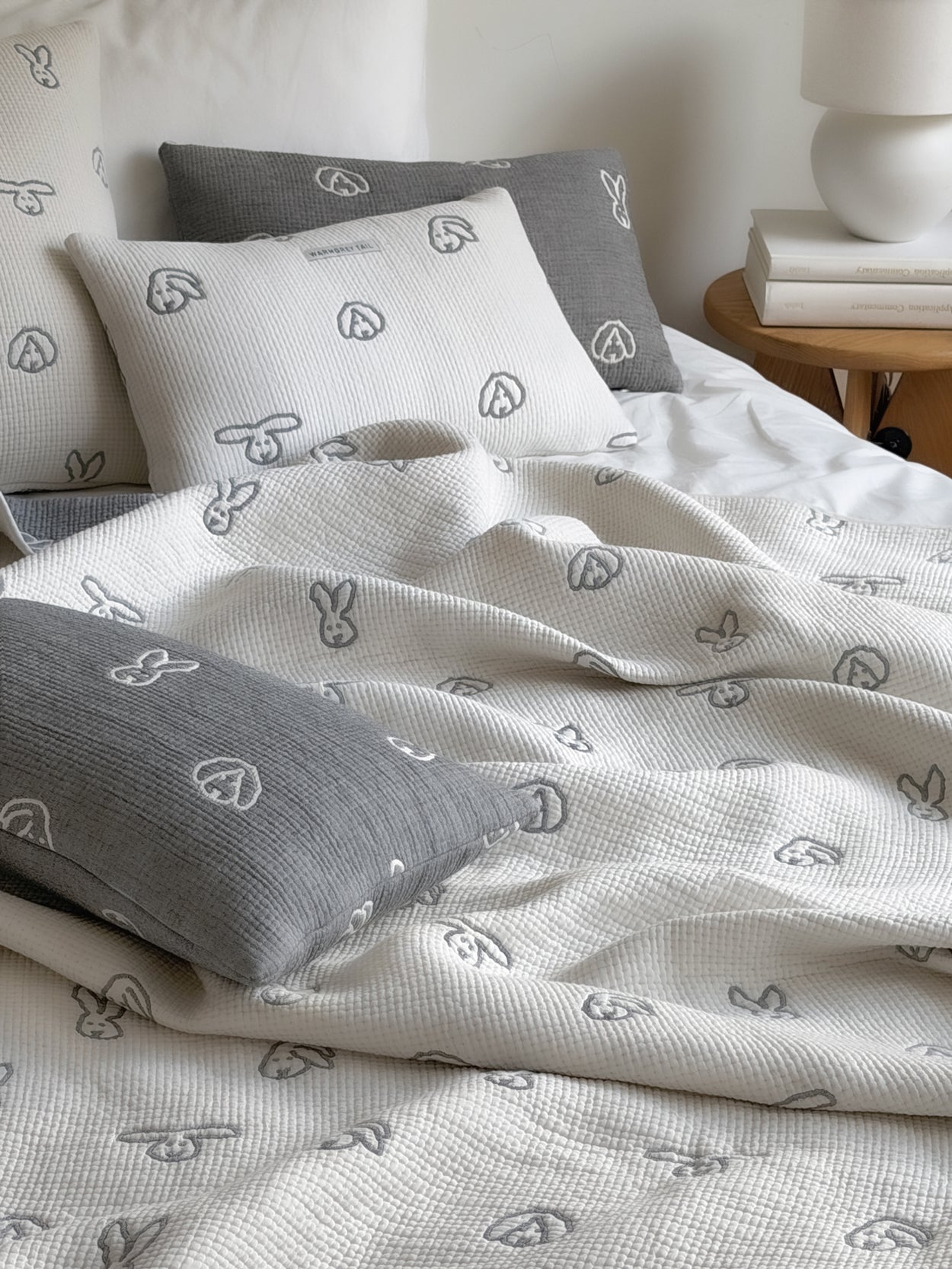 BUNNY BUNNY COTTON MODAL BLANKET - WARMGREY