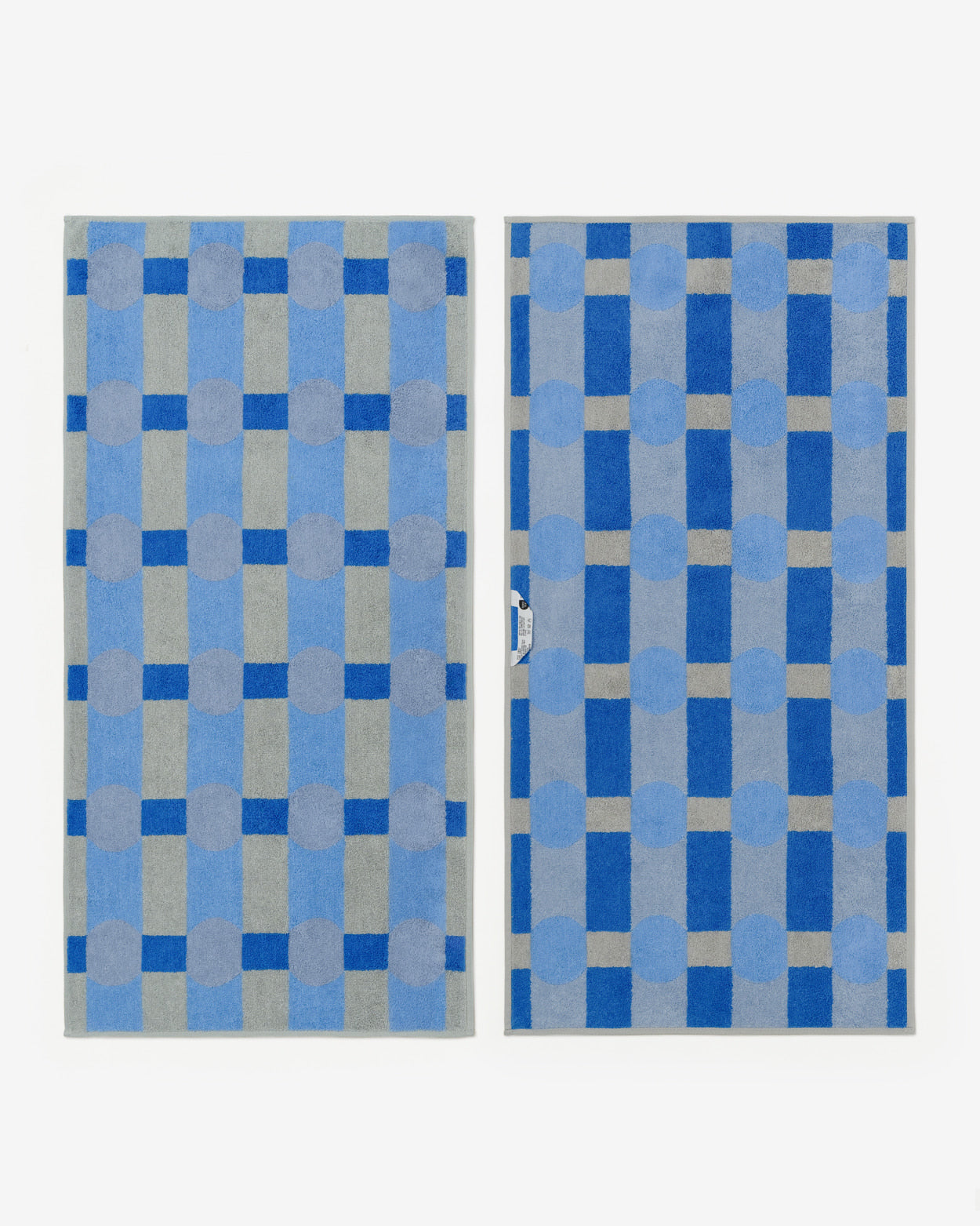 DOT CHECK FACE TOWEL - BLUE ON GREY