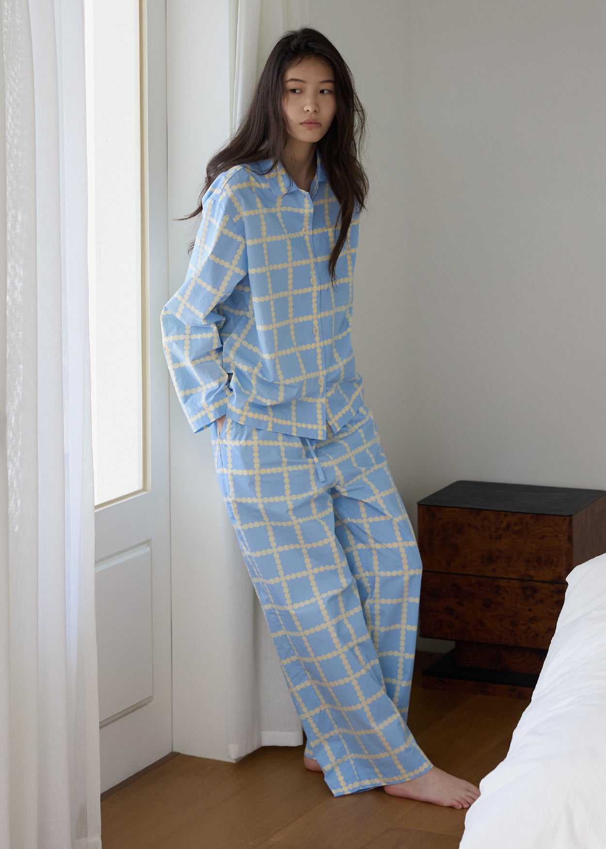 [PRE-ORDER UNTIL OCT 29] BLOSSOM CHECK PAJAMA SET - BLUE