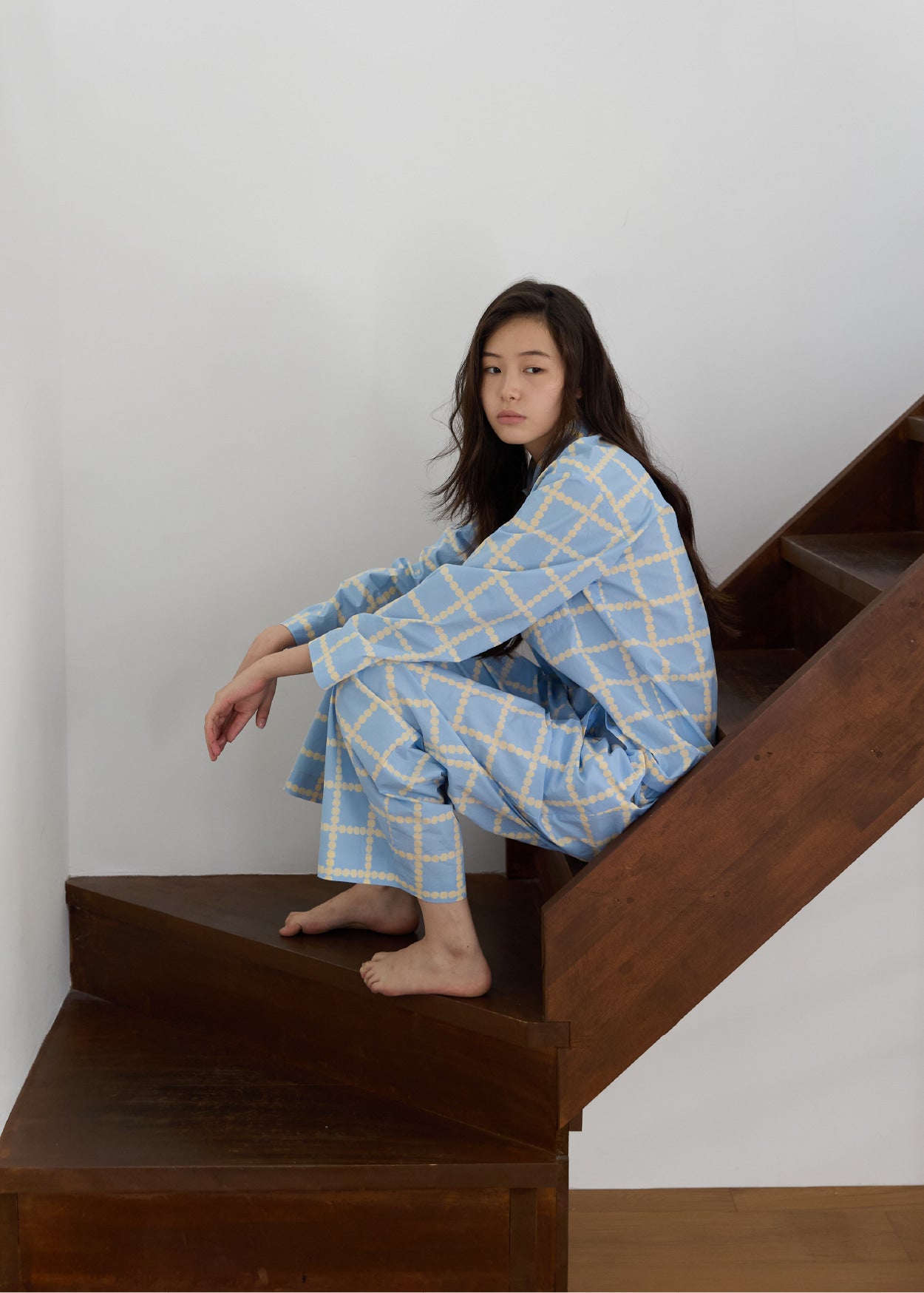 [PRE-ORDER UNTIL OCT 29] BLOSSOM CHECK PAJAMA SET - BLUE
