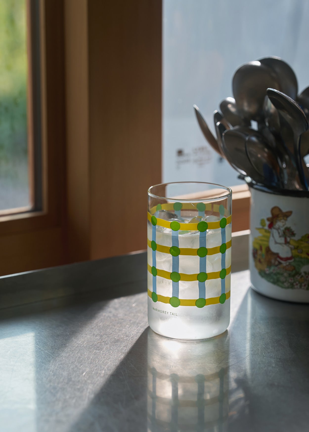 DOT CHECK CUP - GREEN ON YELLOW