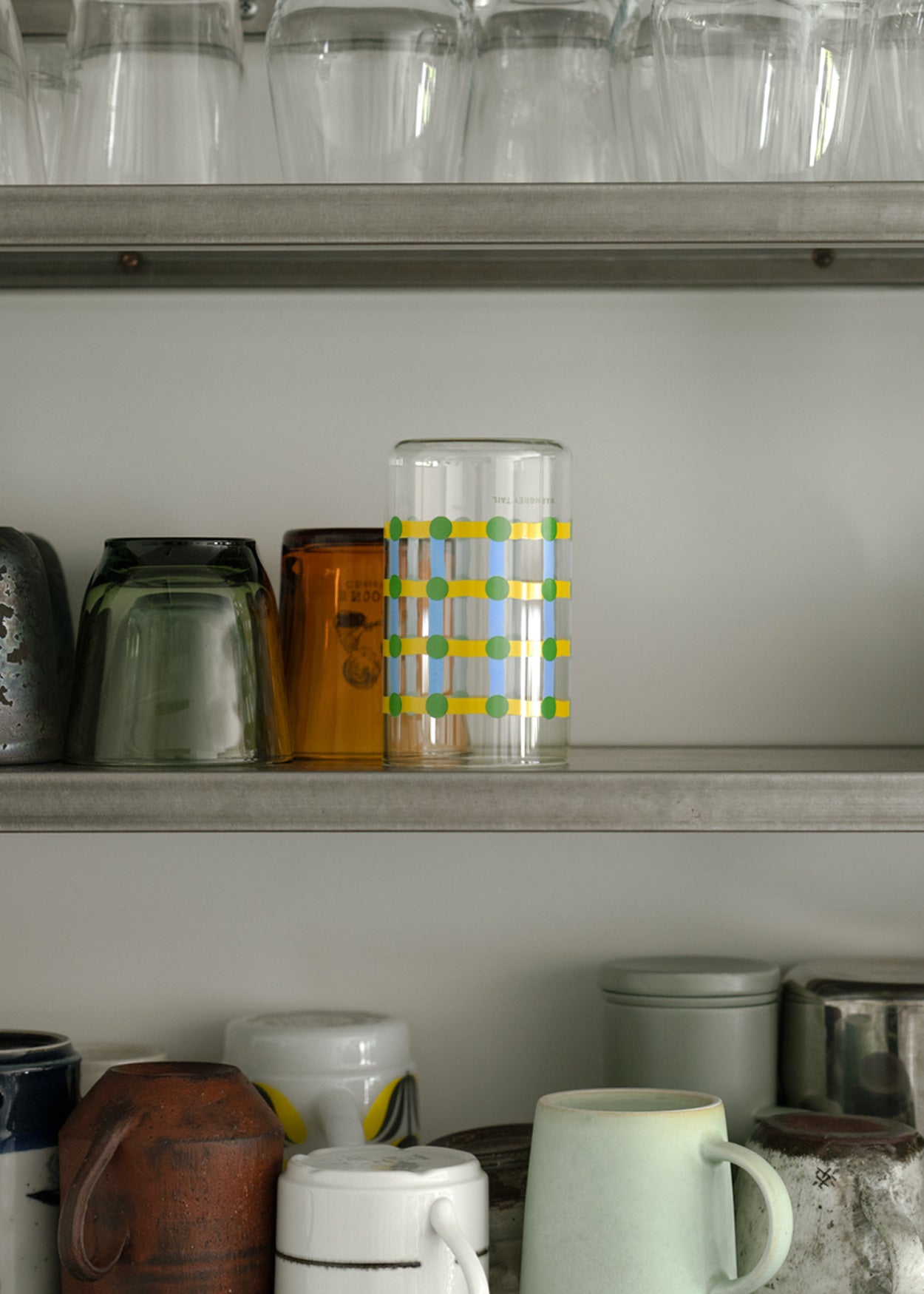 DOT CHECK CUP - GREEN ON YELLOW