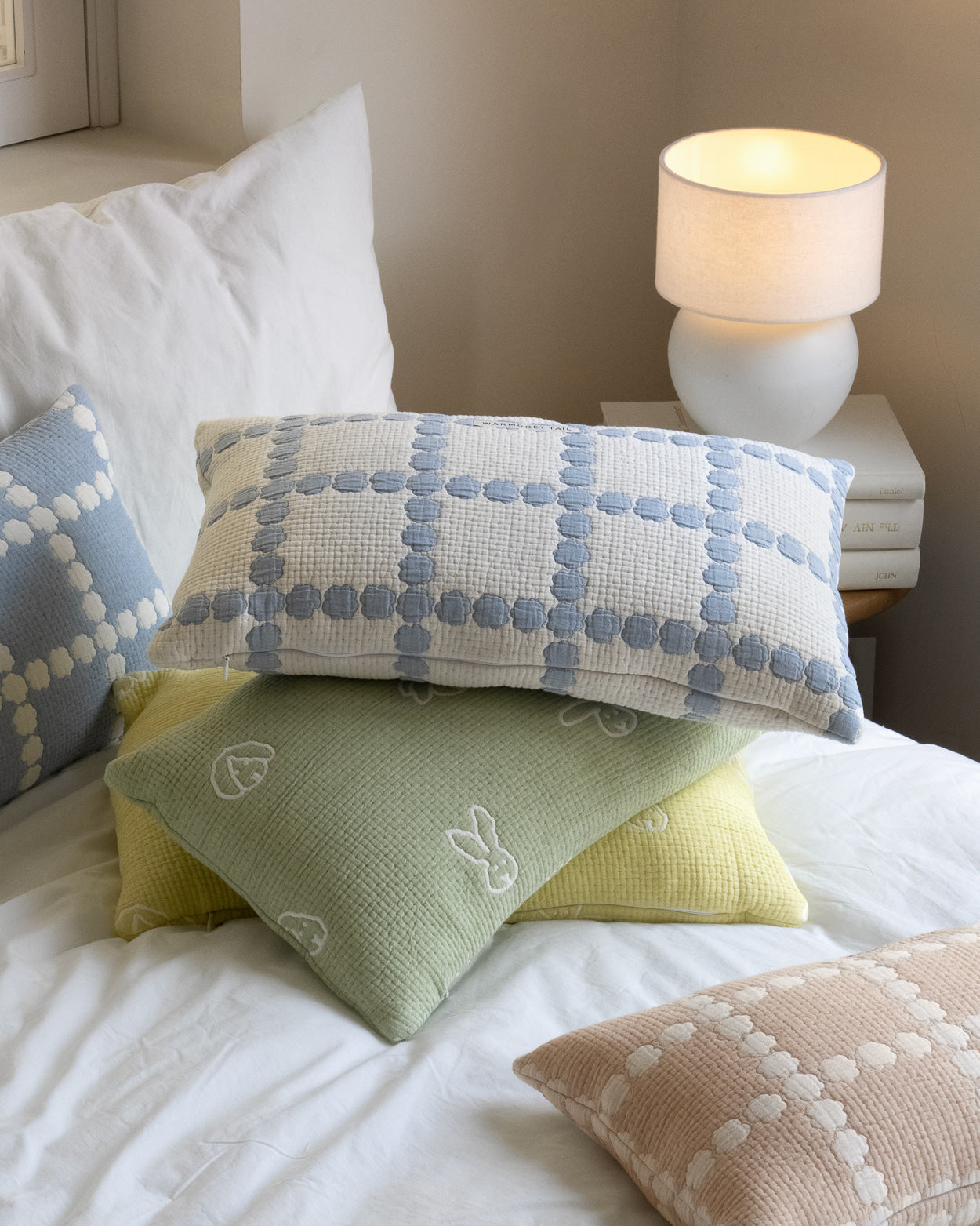 BUNNY BUNNY COTTON MODAL CUSHION & PILLOW CASE - MOSS GREEN (2colors)