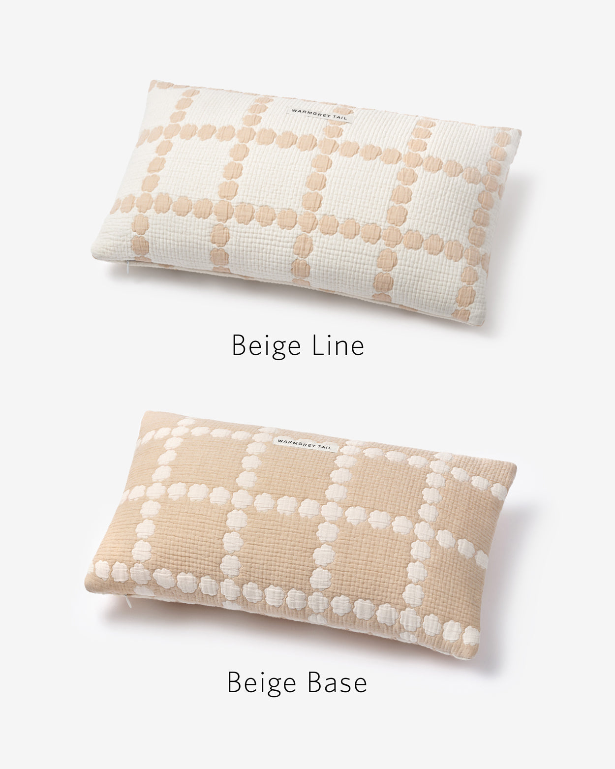 BLOSSOM CHECK COTTON MODAL CUSHION & PILLOW CASE - BEIGE (2colors)