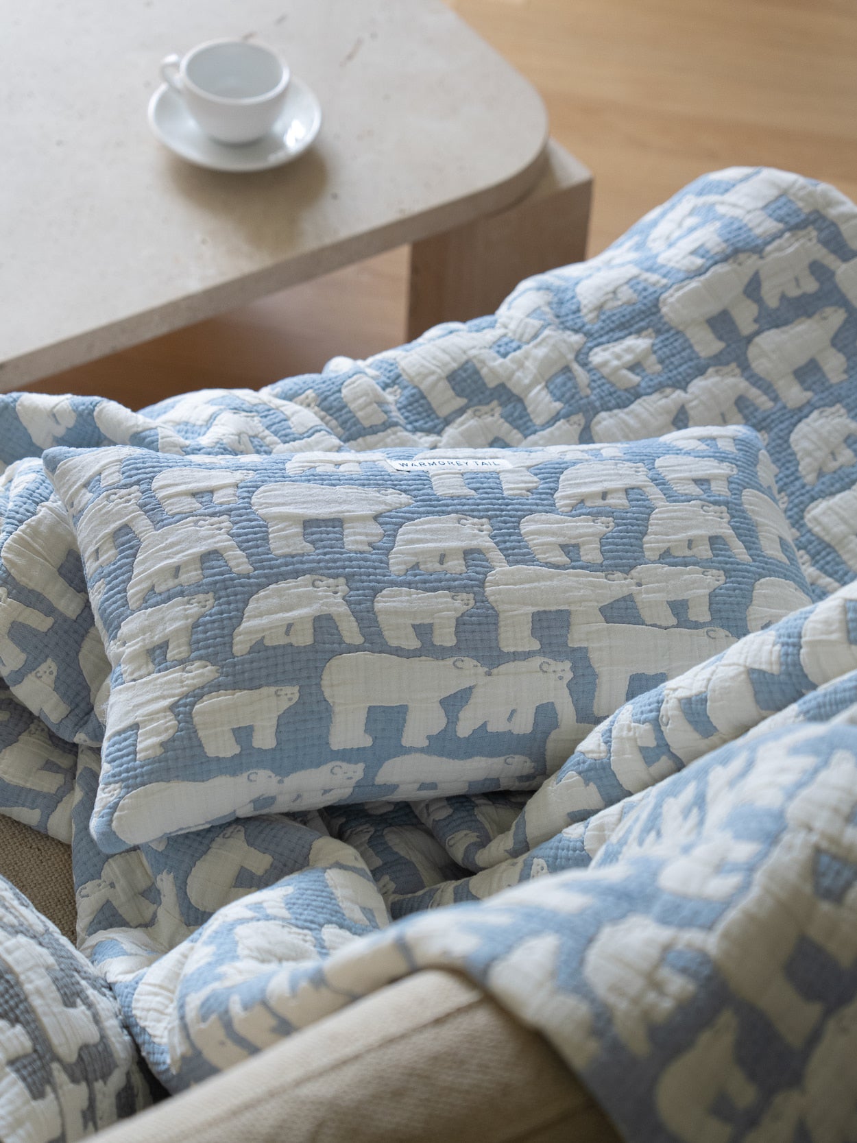 POLAR BEARS COTTON MODAL BLANKET - BLUE (2size)
