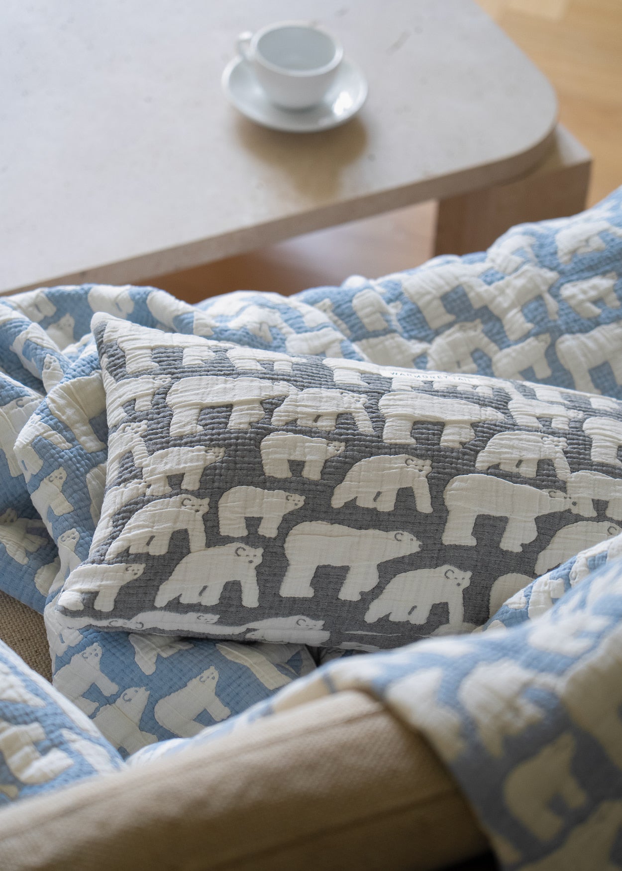 POLAR BEARS COTTON MODAL BLANKET - WARMGREY (2size)