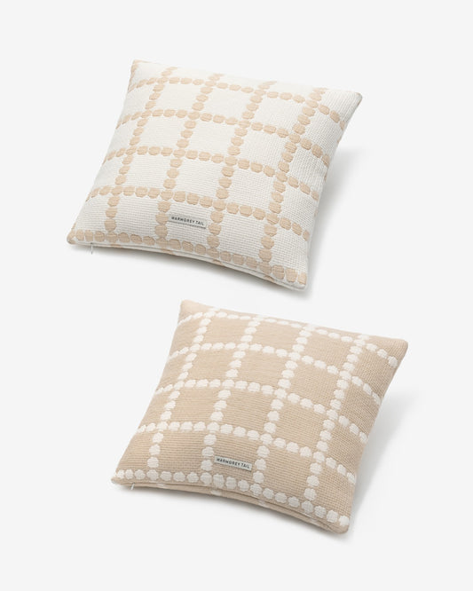BLOSSOM CHECK CUSHION COVER 5050 - BEIGE (2colors)