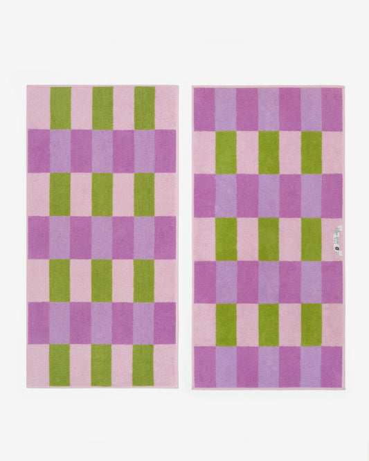 CHECK FACE TOWEL - PINK