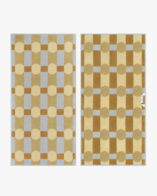 DOT CHECK FACE TOWEL - WOOD