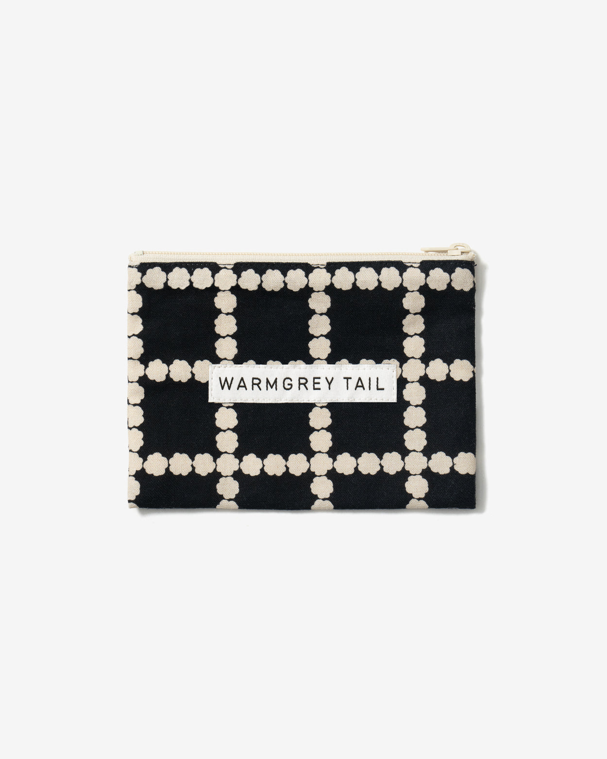 BLOSSOM CHECK FLAT POUCH - BLACK (2size)
