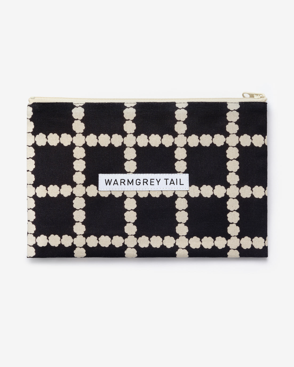 BLOSSOM CHECK FLAT POUCH - BLACK (2size)