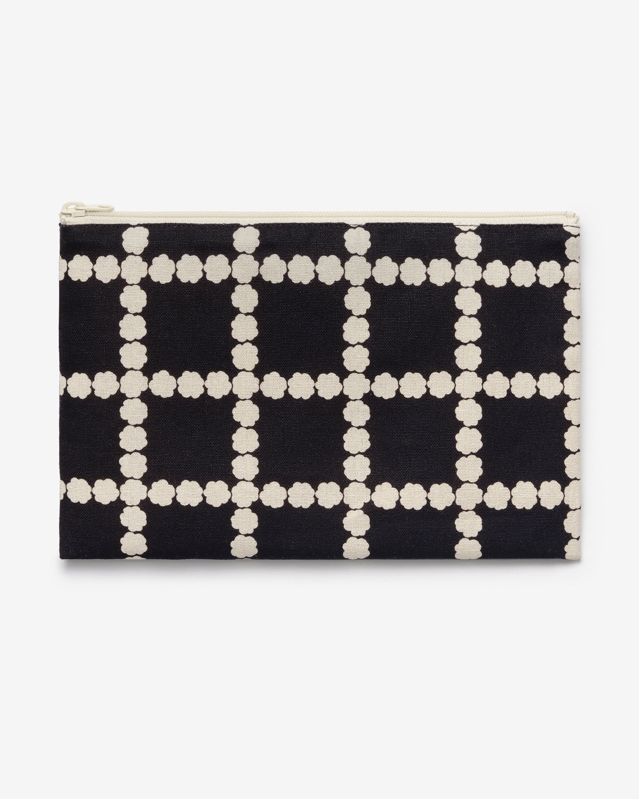 BLOSSOM CHECK FLAT POUCH - BLACK (2size)