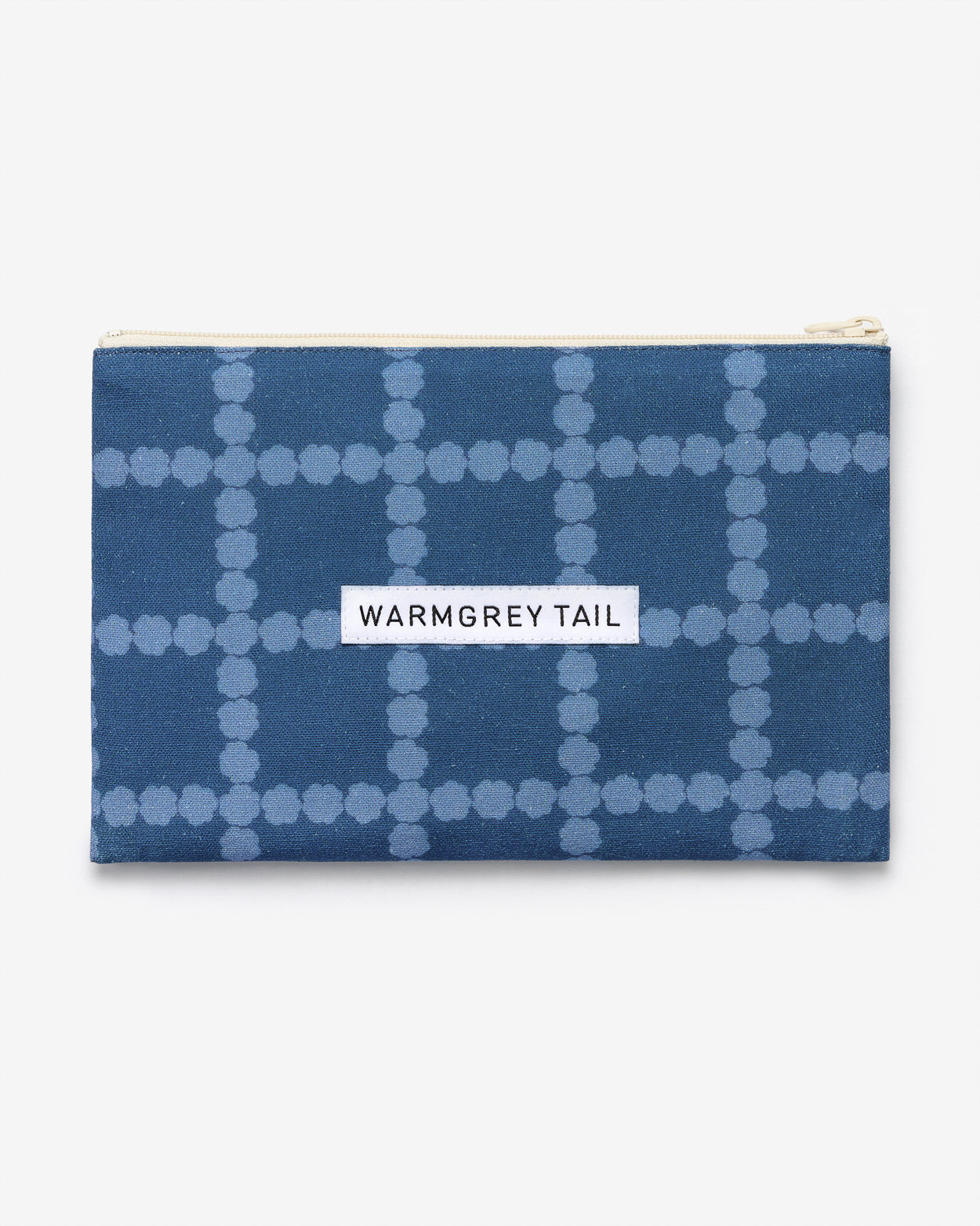 BLOSSOM CHECK FLAT POUCH - DENIM BLUE (2size)