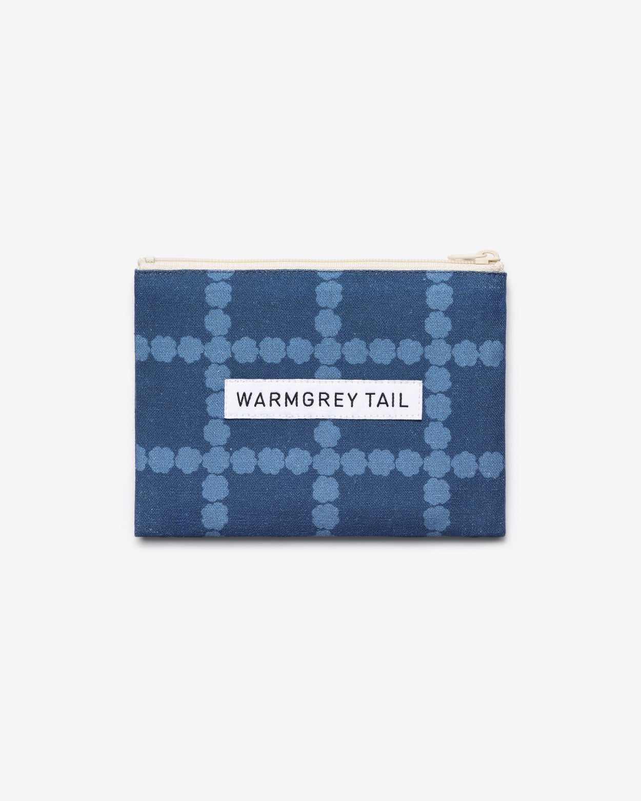 BLOSSOM CHECK FLAT POUCH - DENIM BLUE (2size)