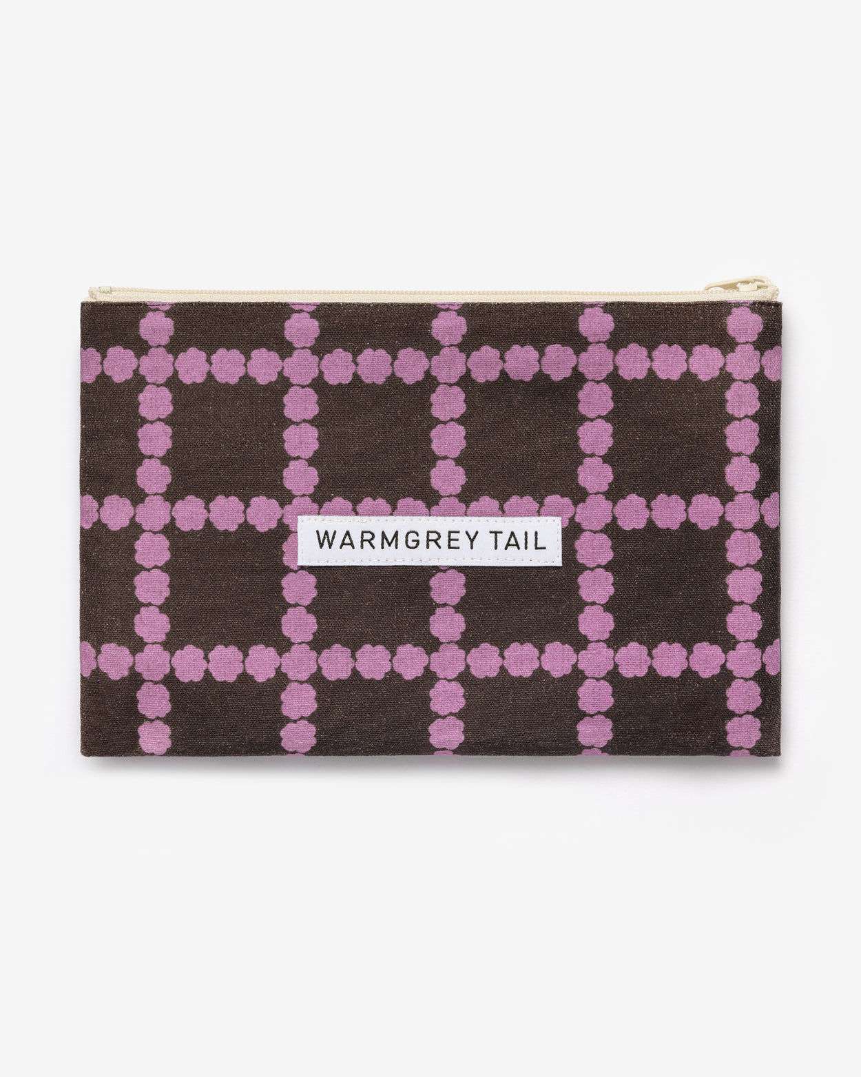 BLOSSOM CHECK FLAT POUCH - LAVENDER CHOCO (2size)