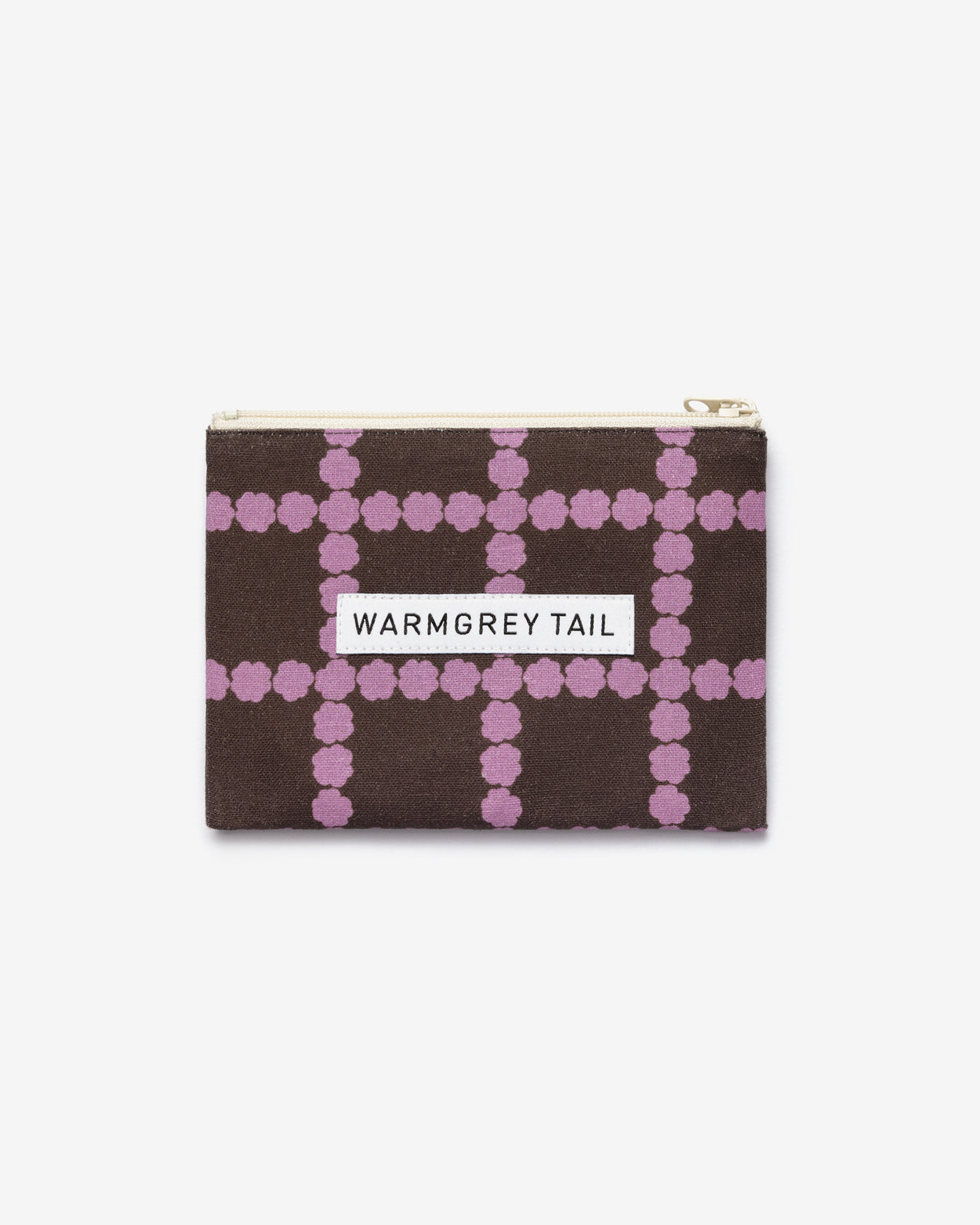 BLOSSOM CHECK FLAT POUCH - LAVENDER CHOCO (2size)