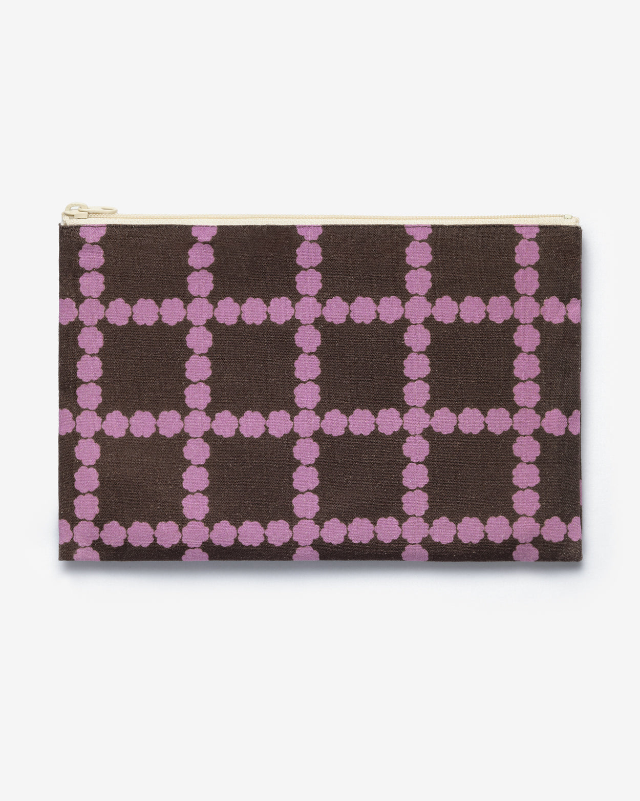 BLOSSOM CHECK FLAT POUCH - LAVENDER CHOCO (2size)