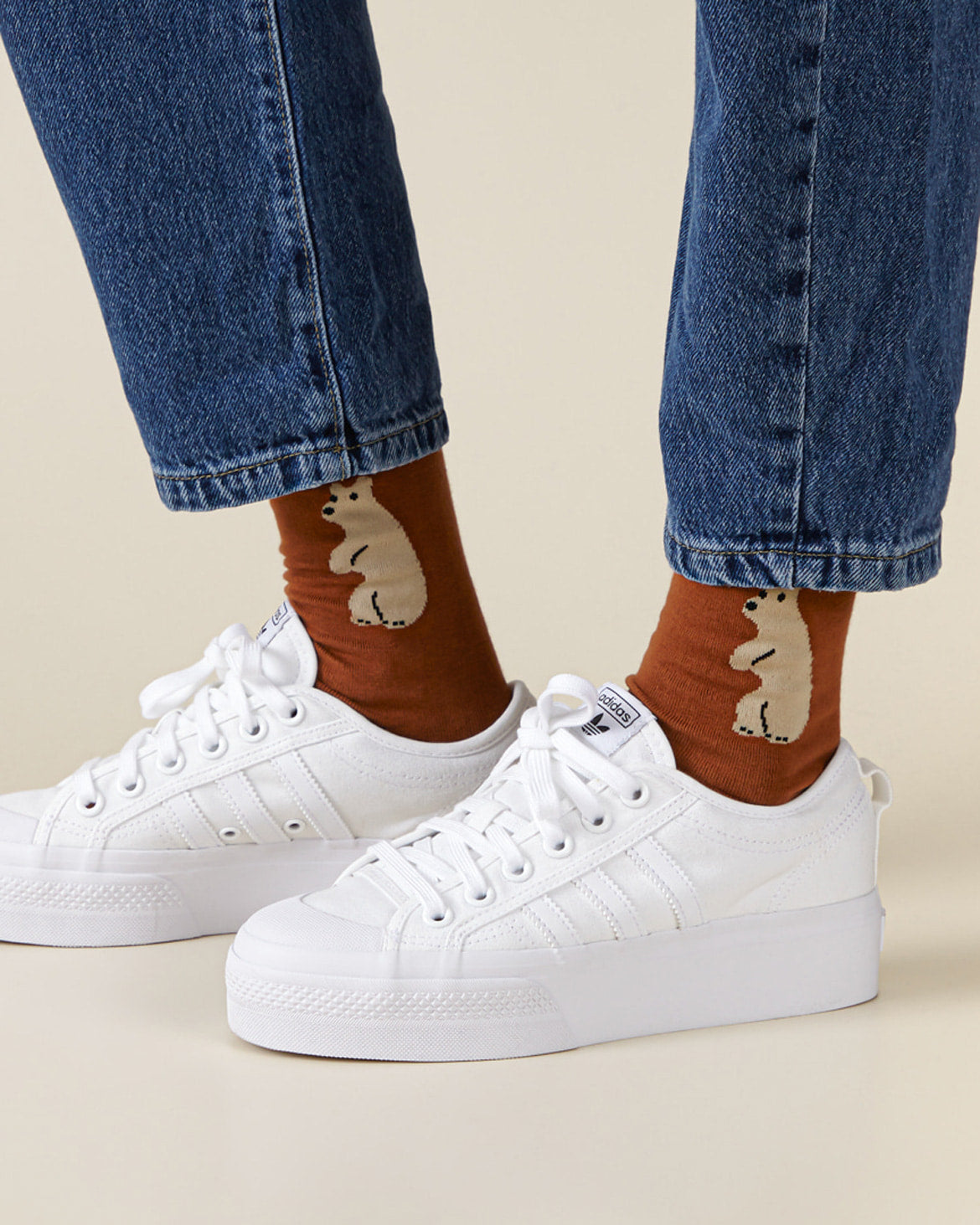 HUGGY BEAR SOCKS - BROWN