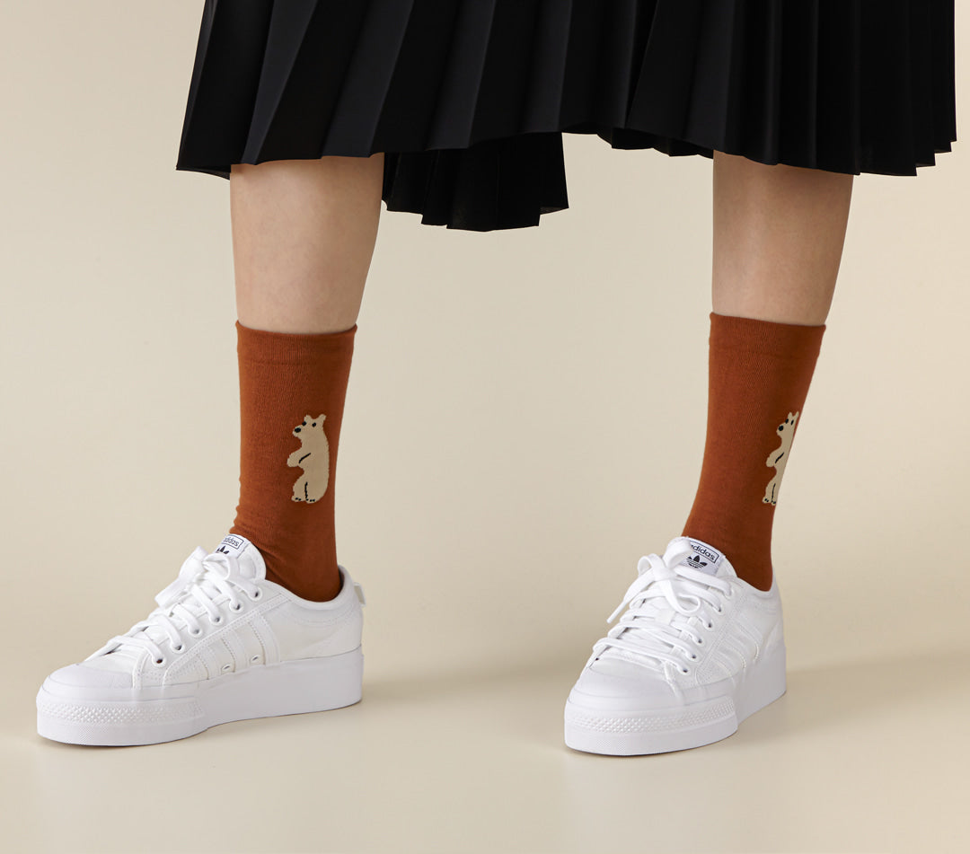 HUGGY BEAR SOCKS - BROWN