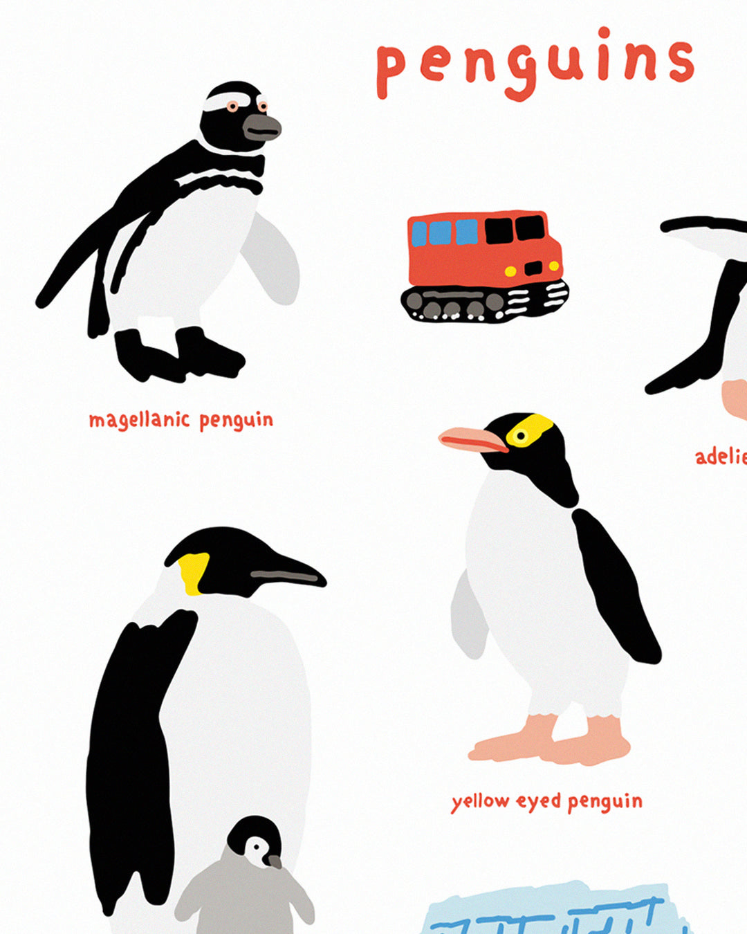 PENGUINS & VISITORS POSTER