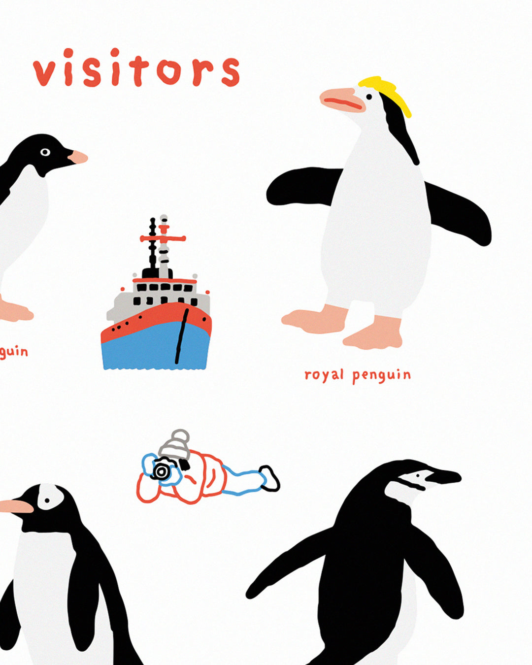 PENGUINS & VISITORS POSTER