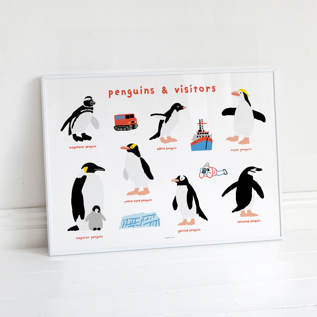PENGUINS & VISITORS POSTER