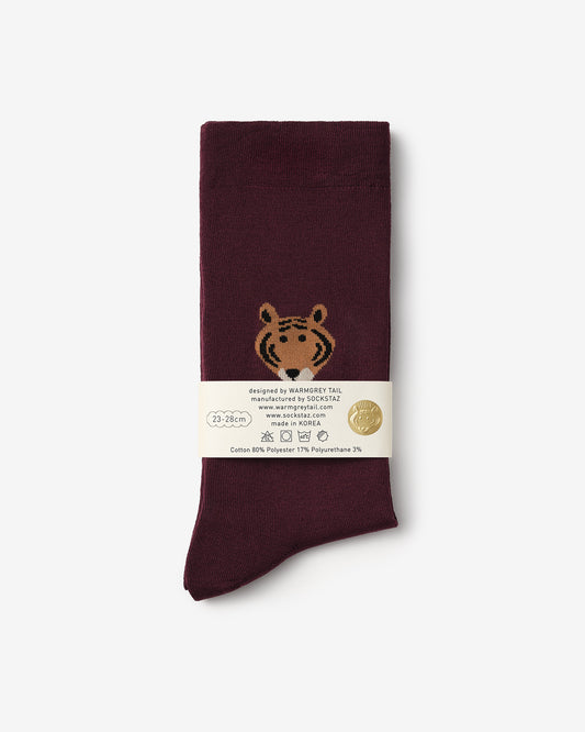 MEET TIGER SOCKS - BURGUNDY