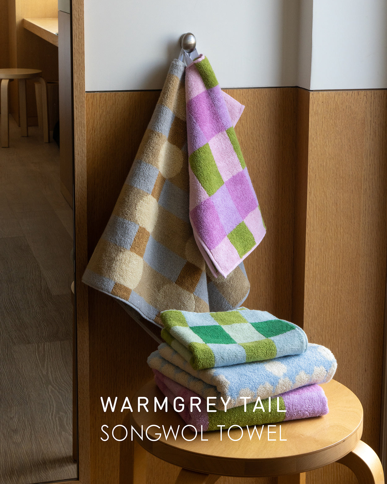 BLOSSOM CHECK HAND TOWEL - SKY BLUE